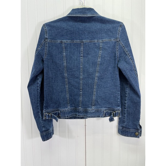 Tribal Stretch Classic Denim Jacket Sz.4 Button Front Adjustable Waist Dark Wash - Picture 6 of 8